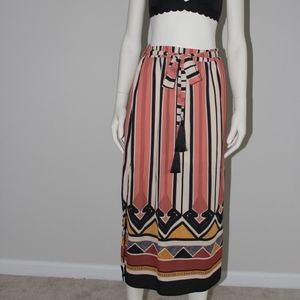 Tie waist striped skirt